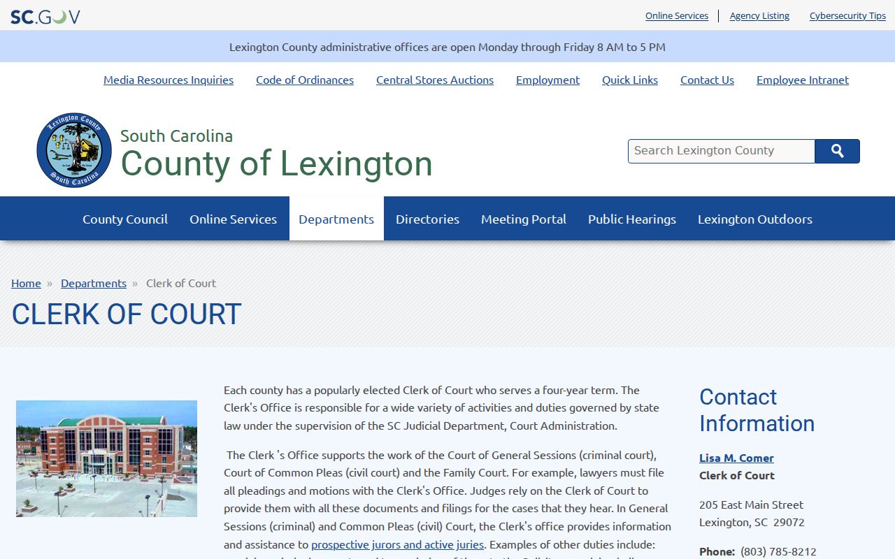 Lexington County criminal court security notice at Westbrook Judicial Center