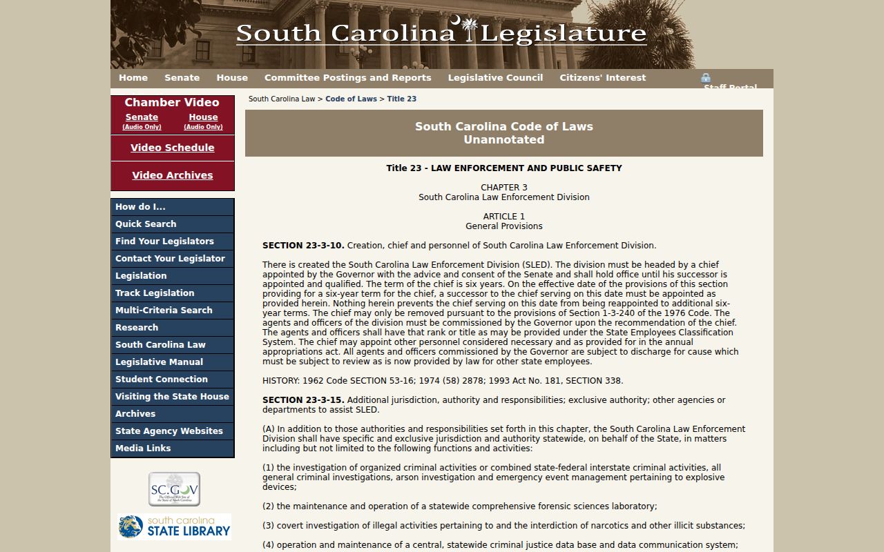 South Carolina Title 23 rules related to Lexington County criminal court records