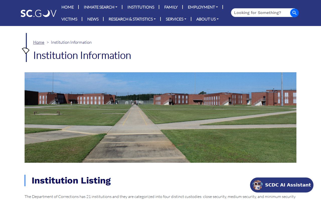 South Carolina prison information separate from Lexington County arrest records
