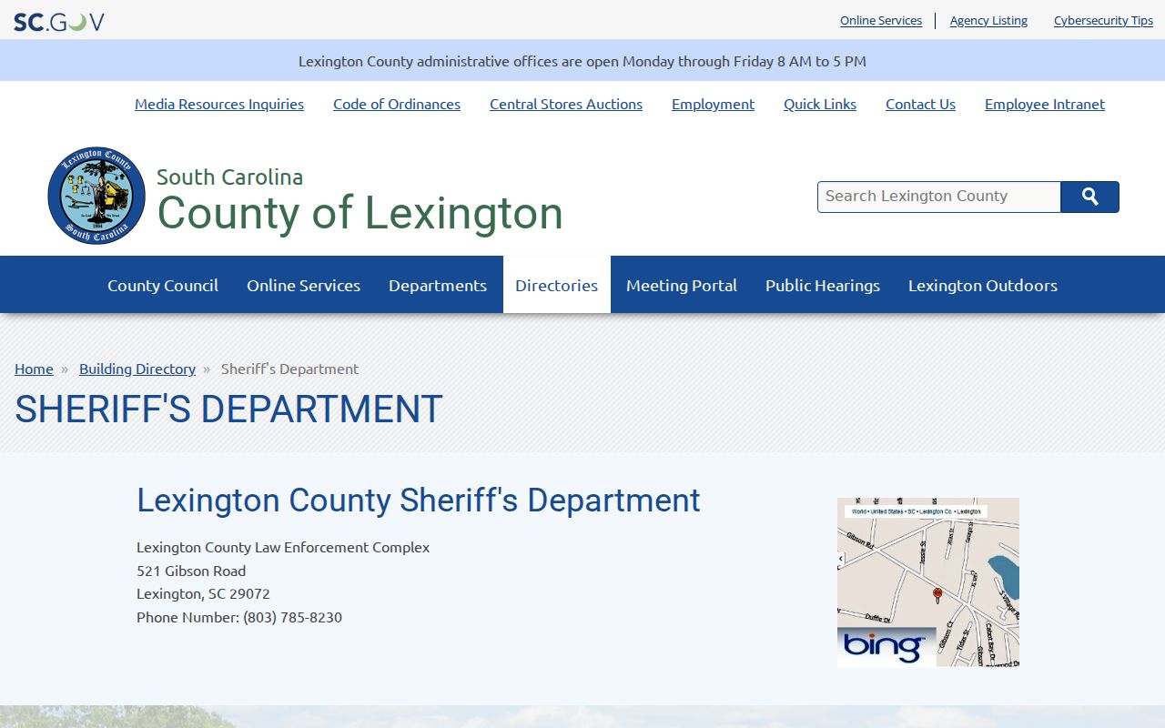 Lexington County arrest records at the Law Enforcement Complex