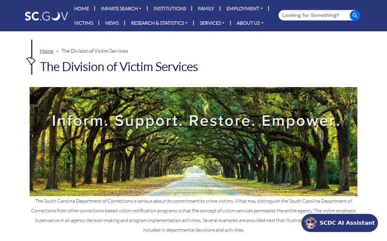 Lexington County criminal custody and parole victim notification resources