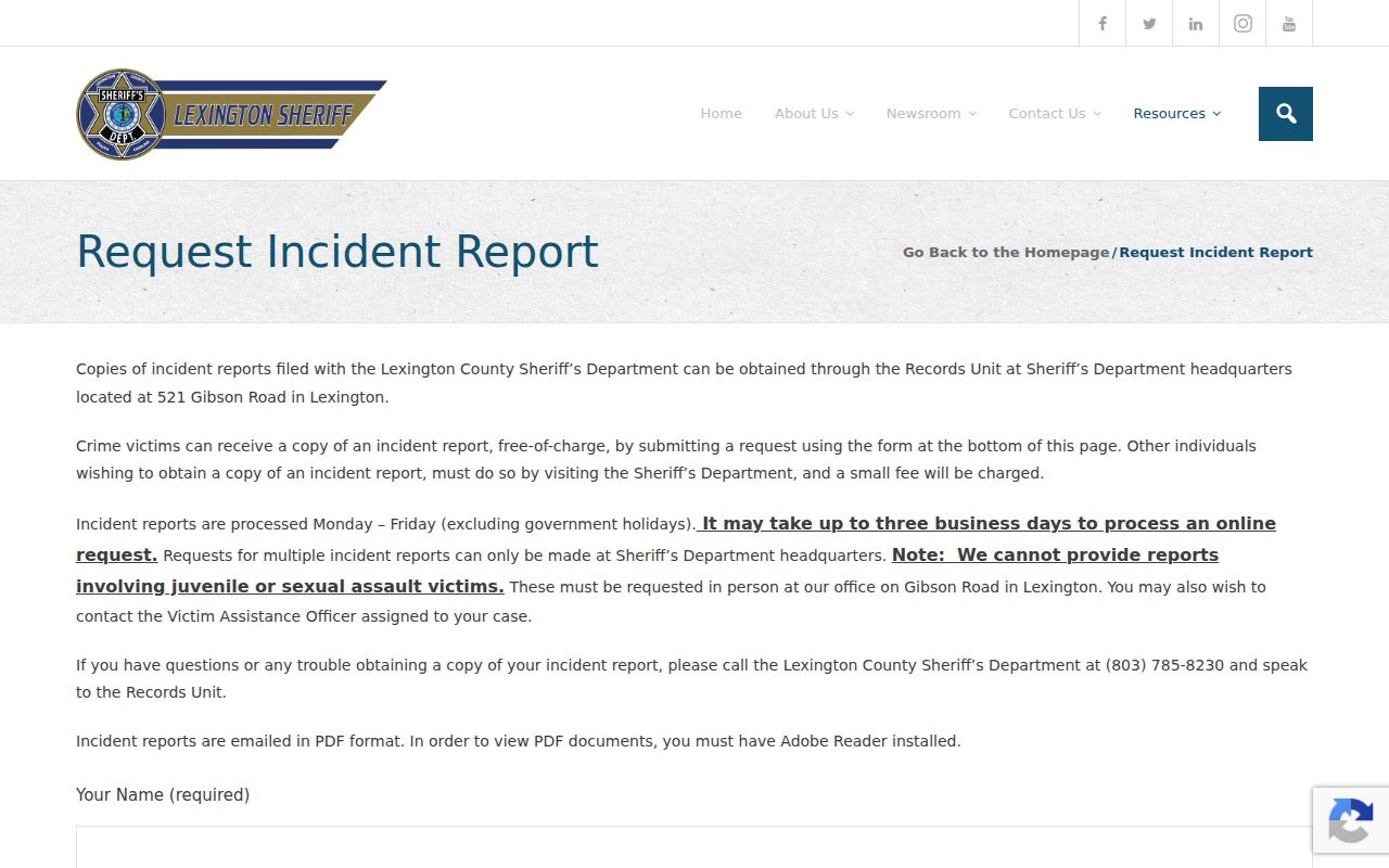West Columbia criminal record request routing to the creating agency